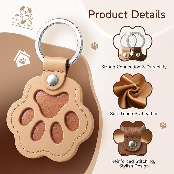 Personalized Pet Memorial Gifts for Dogs - Custom Name Paw-Shaped Leather Keychain, Refillable Keepsake for Bag or Key