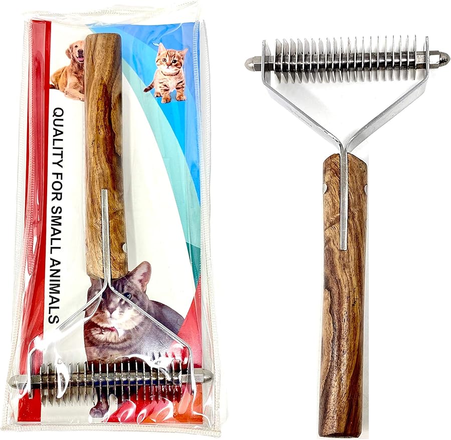 Pet Grooming Tool - Undercoat Rake for Cats & Dogs - Premium Trimmer Coat King Blade - Safe Dematting Comb for Easy Mats & Tangles Removing - No More Nasty Shedding and Flying Hair (20 Blade)