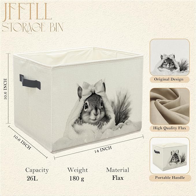 Funny Squirrel Bathroom Storage Bins Box, Funny Bathroom Decor, Squirrel Lover Gifts Storage Basket Laundry Hamper with Handle for Bath Room Clothes Vanity Undersink Home Organization