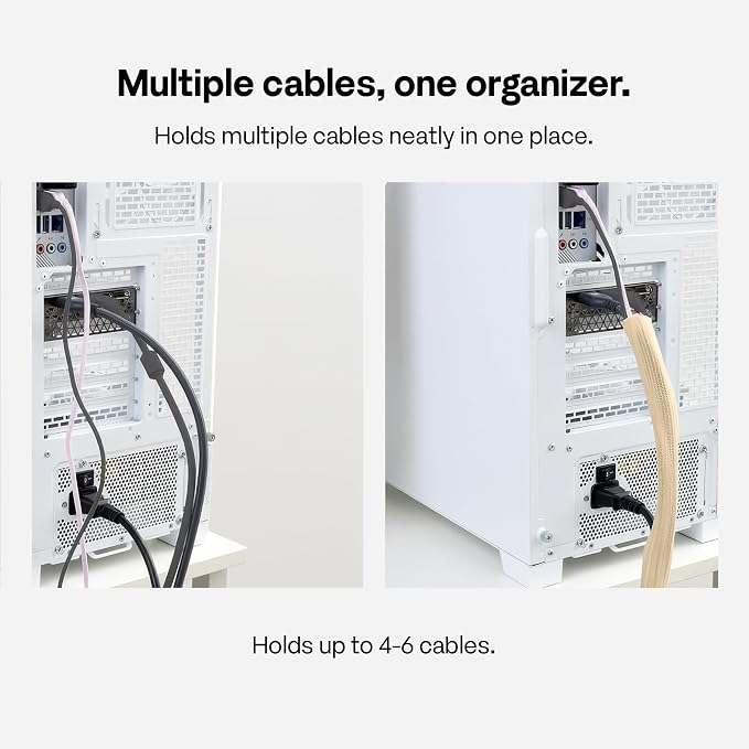Pixio 10FT Tubing Cable Sleeve – Beige 1/2 inch Flexible Cable Management Sleeve for PC, Gaming, TV & Office, Wire Organizer for Desk Cable Cleanup