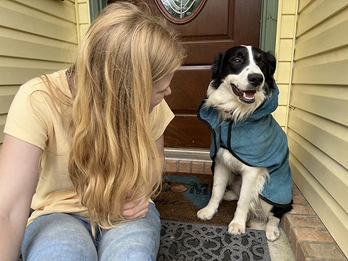 Avont Dog Bathrobe - Super Absorbent Pet Drying Towel Bath Robes After Bath Shower Swim Wet Walk for Puppies -Blue(S)