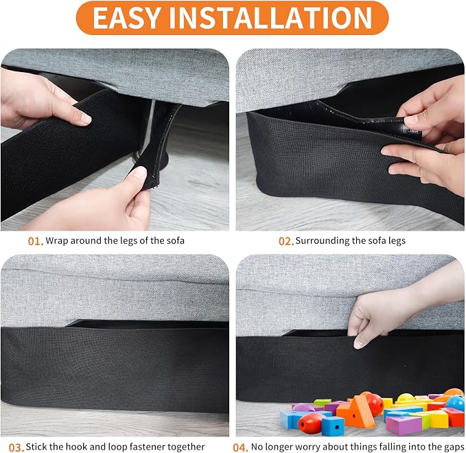 Widen Under Couch Blocker 132"x5.9", Toy Blocker & Robot Vacuum Blocker for Furniture Legs, Prevents Toys & Robovac from Going Under Sofa, Bed