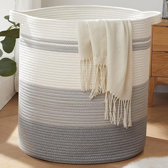 OIAHOMY 120L Laundry Basket Laundry Hamper Nursery Hamper Gradient Gray | Tall Dirty Clothes Hamper with Handle,Blanket Basket,Decorative Basket for Living Room,Storage Basket,Toy Storage