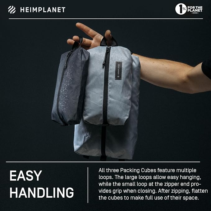 HEIMPLANET Original | HPT Carry Essentials - PACKING CUBES | Set of 3 Packing Organizers | 1x 4L Volume and 2x 2L Volume | Supports 1% for The Planet