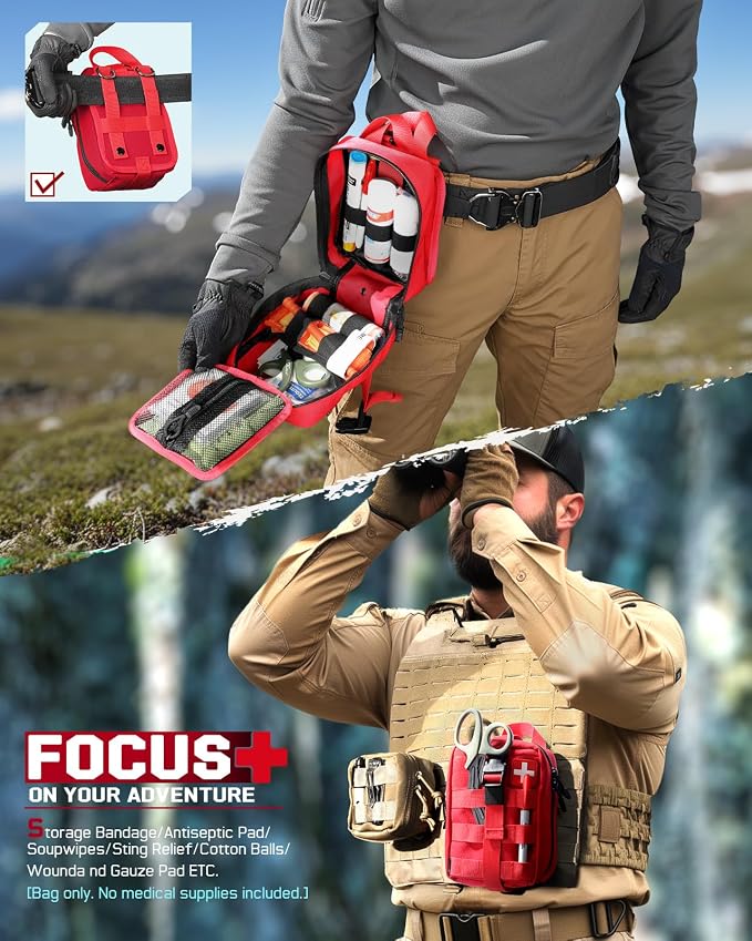LIVANS 1000D First Aid Bag Empty, Medical Ifak Pouch for Emergency & EMT | Molle Compatible, Rip-Away & Quick-Release Design, Versatile for Tactical, Camping, Hiking and Travel