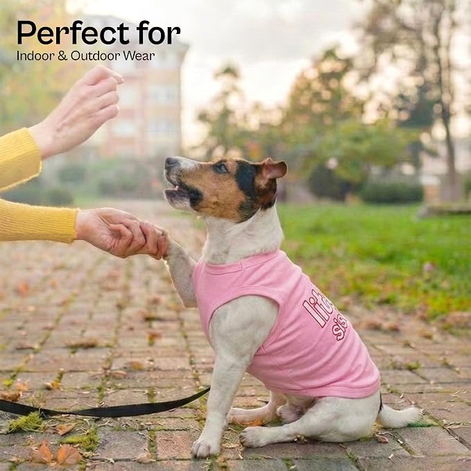Parisian Pet Dog Shirt - 100% Cotton Shirts for Large Dogs - Pink Sleeveless Girl Pet Clothes - Lightweight and Breathable Puppy Clothes - Stretchy Dog Apparel for Little Sister Dogs