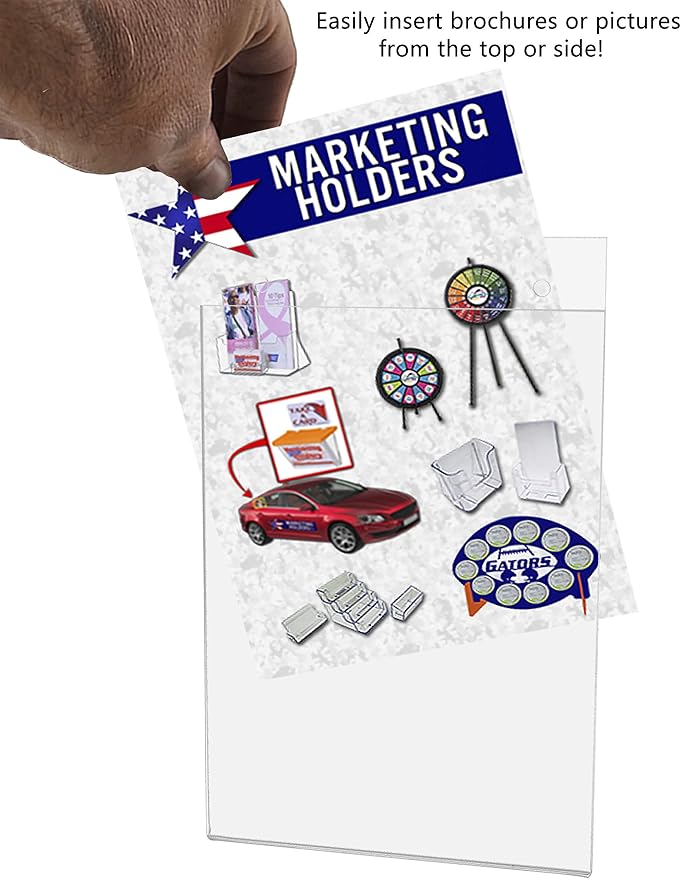 Marketing Holders Slatwall Sign Holder for 5" x 7" Menus Event Notices and Flyers Clear Acrylic for Home Improvement Stores Toy Stores and Fitness Centers No Assembly Required