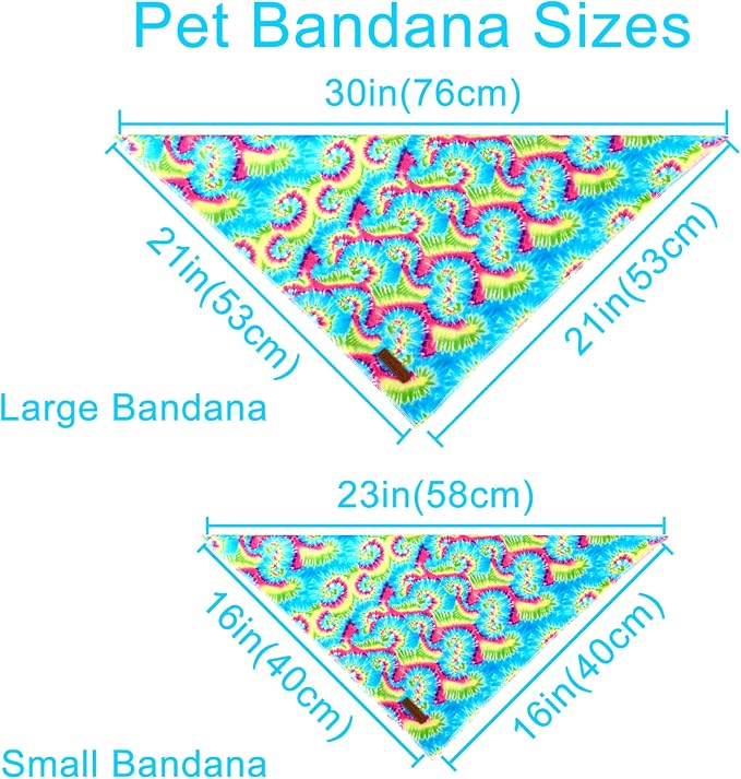 Dog Bandana - Comfortable Cotton Triangle Bid Scarf for Medium Large Dogs, Washable Pet Kerchief for Girl Boy, Tie Dye, Cute Classic