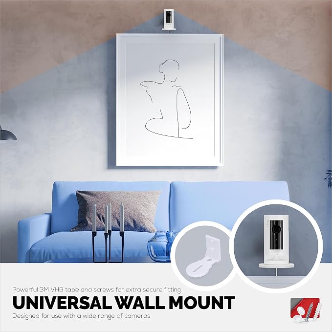 Adhesive Baby Monitor & Security Camera Wall Mount Holder Shelf for Eufy Wyze Nanit Infant Optics Wansview Blink TP Link Kasa Ring & More, Easy to Install Bracket, Reduce Blind Spots & Clutter (W03)