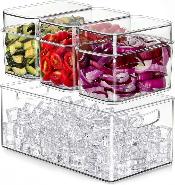 Hudgan Large Taco Bar Serving Set for Party with 3 Separate Containers, Mimosa Bar Accessories with Lids, Chilled Condiment Caddy Organizer for Salad, Fruit, Party Garnish