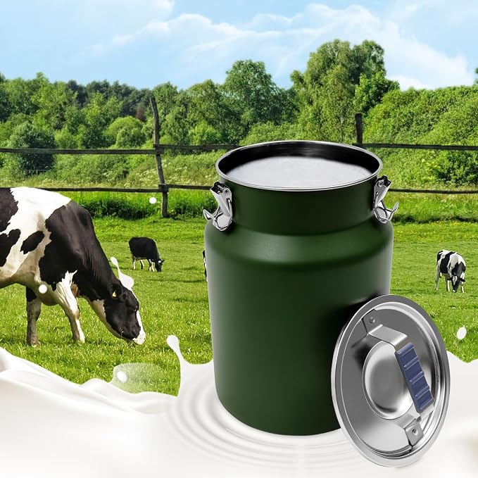 12L Stainless Steel Rice Storage Container with Airtight Lid&Handle, Green | Secure 3-Buckle Locking Lid, Portable Handle and Wide Opening, Stores Rice, Flour, Pet Food, Tea, Oil, Milk, Grains