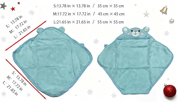 Dog Hooded Bathrobe Towel, Fast Drying Bath Towel Absorbent Warm Blanket Blue S