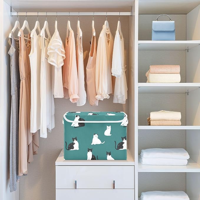 Beauty Manx Cats Teal Storage Container Bins For Organizing Stackable for Clothes Study Room
