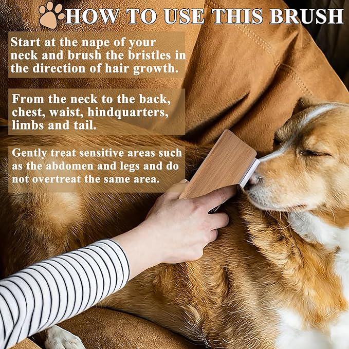 Wooden Deshedding Brush for Dogs, Cats & Horses, Deshedding Grooming Tool Curry Comb Pet Hair Removal Tool, Deshedding Dog Brush Combs for All Hair Types (4.33 Inch)