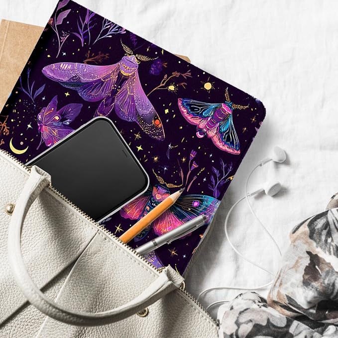 for Microsoft Surface Pro X/Pro X Plus-13 2019/2020/2021/2024 Tablet Case,Auto Wake/Sleep,Adjustable Stand Protective Cover - Purple Moth Moon Star