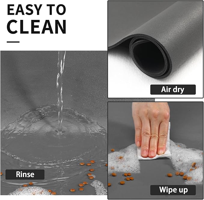 HotLive Dog Food Mat - Absorbent Cat Mat for Food and Water, No Stains Pet Feeding Bowl Mat, Easy to Clean Pet Placemats, Quick Dry Dog Water Dispenser Mat for Messy Drinkers | Paw Dark Grey 16"x 24"