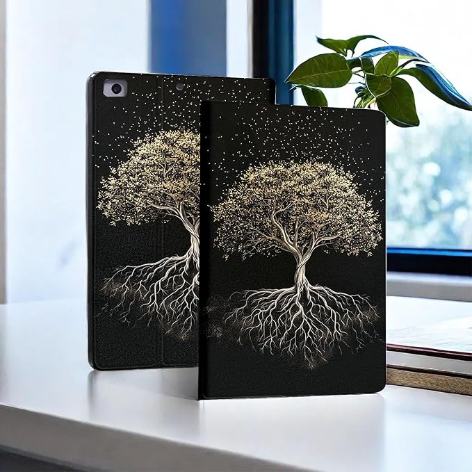 for Microsoft Surface Pro X/Pro X Plus-13 2019/2020/2021/2024 Tablet Case,Auto Wake/Sleep,Adjustable Stand Protective Cover - Golden Life Tree