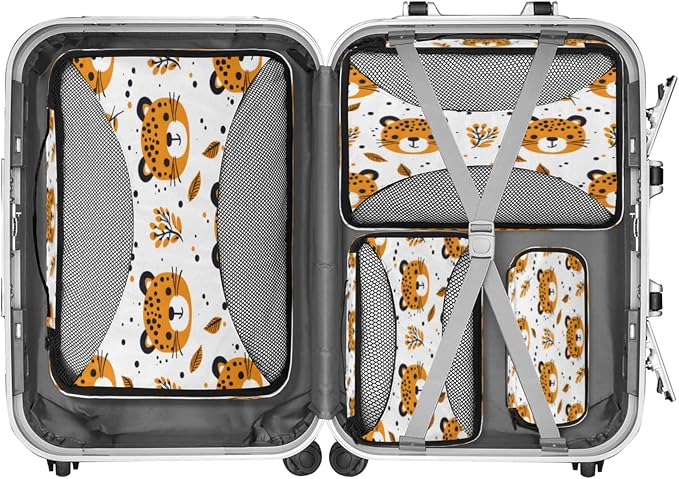 Packing Cubes for Travel, Wild Tigers Travel Luggage Packing Organizers for Women Men, Large Custom Toiletries Bag for Clothes Shoes, Animals Tigers