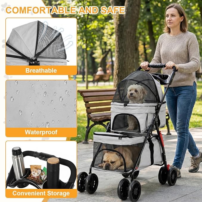 Kittens Puppies Travel Strolling Cart for Small Cats Puppy Kitty Stroller