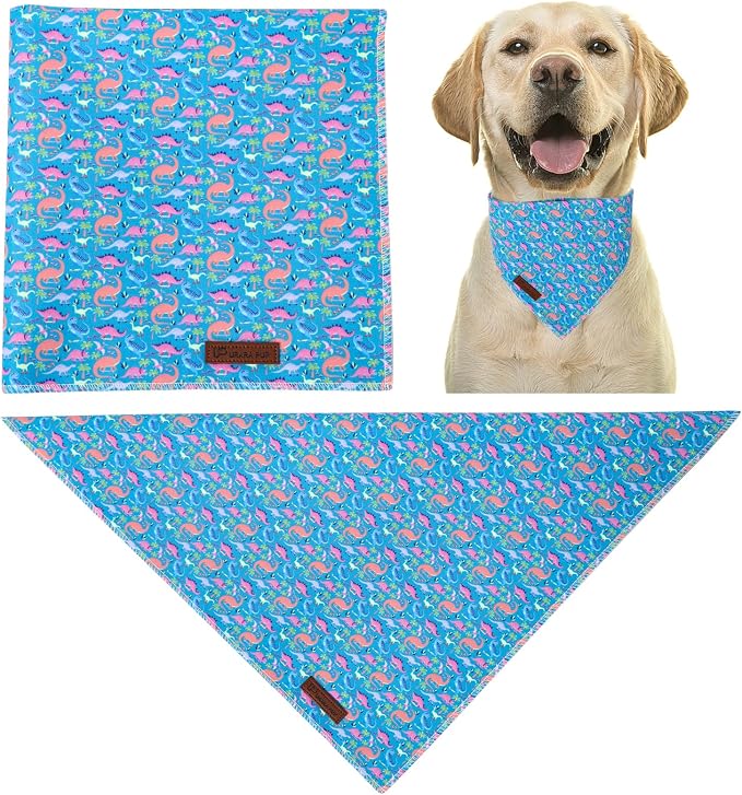 Dinosaur Dog Bandana, Summer Dinosaur Puppy Bandana for Small Medium Dog, Cotton Dino Pet Triangle Bid Scarf Kerchief for Girl Boy Dogs or Cats