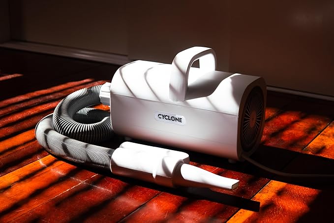 CYCLONE v4® Professional Dog Hair Blow Dryer for Large Dogs | 1800W High Velocity Force Dryer with Quiet Motor | Adjustable Heat & Speed | Pet Grooming Blaster Kit with 4 Nozzles