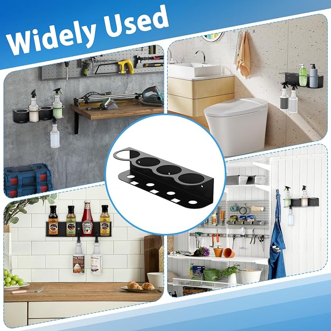4 Spray Bottle Holder Wall Mount Hangable Space-efficient Spray Can Holder Wall Mount Spray Bottle Hanger for Universal for Garage and Home