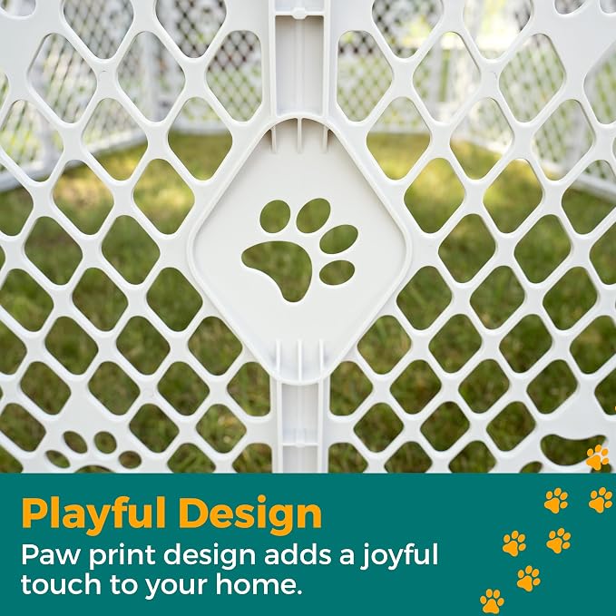MYPET 6-Panel Paws Petyard, Gray Dog Playpen, Durable & UV-Resistant Puppy Playpen, Indoor/Outdoor Portable Dog Pen, Adjustable for Your Pet's Comfort, Friendly Design for Happy Pets