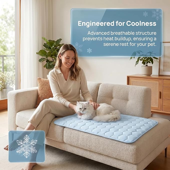 Dog Cooling Mat for Large Dogs,Washable Self Cooling Pet Pad with Non Slip Bottom,Portable Ice Silk Cooling Bed for Medium Large Dogs,Foldable Cooling Blanket for Indoor Outdoor Crate Use(Grey-M）