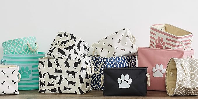 Bone Dry Pet Storage Collection Lattice Paw Print, Medium Rectangle, Gray (Pack of 2)