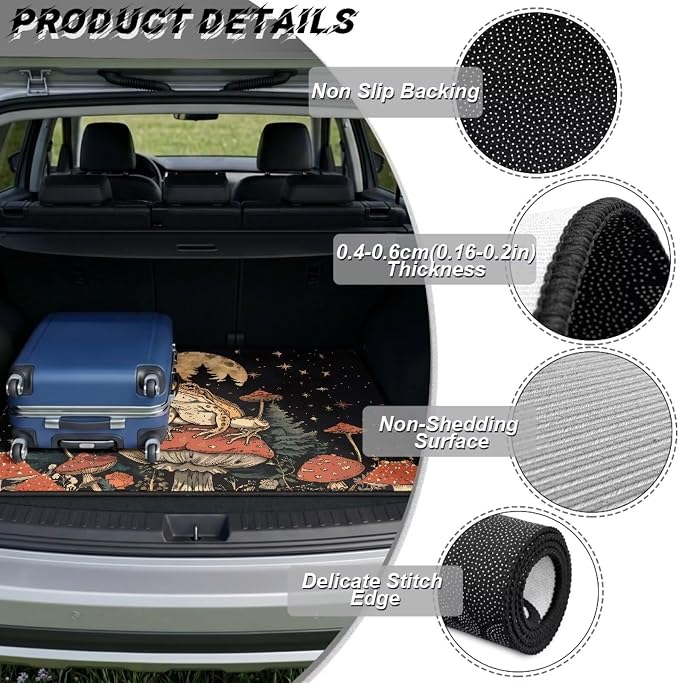 Mushroom Frog Cargo Liner Dustproof Floor Mats Non Slip Trunk Protection Mat Universal for Cars, SUV, Vehicle, Backing Rear Trunk Liners for Picnic Camping