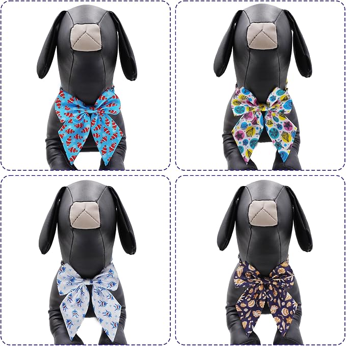 PET SHOW 10 Pack Ocean Animals Sailor Dog Bowties for Large Dogs