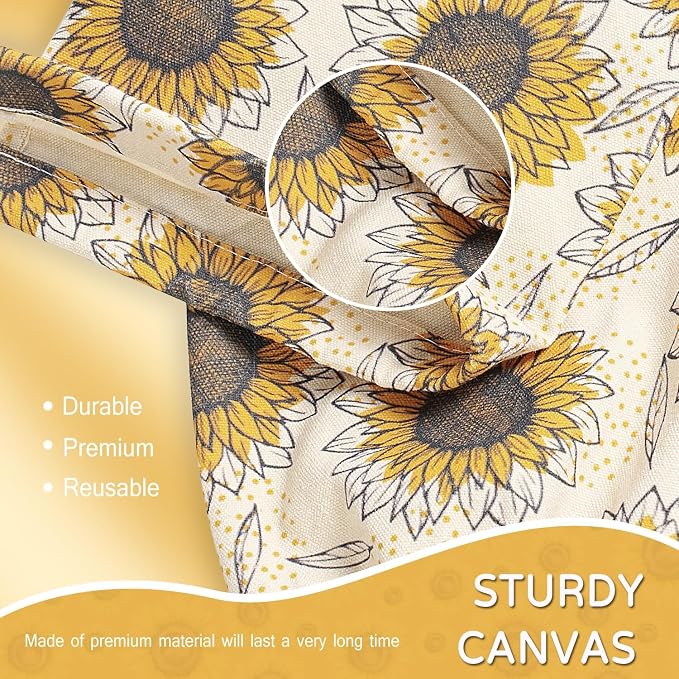 Plastic Bag Holder, Reusable Grocery Bag Holder for Plastic Bags Groceries Store, Flower Canvas Trash Plastic Bag Organizer Storage Holders for Home Kitchen Pantry Decor (Yellow Sunflower)