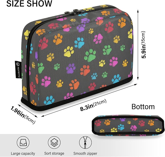 Aslsiy Large Capacity Pencil Case Bright Color Pet Paws (2) Pencil Pouch for Boys Girls Portable Pen Bag Organizer Standing Makeup Bag for School Office Supplies