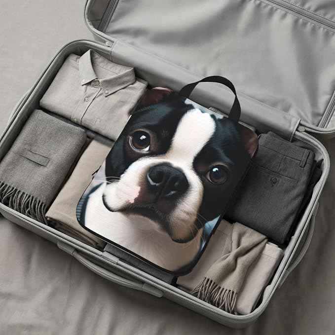 4 Set Terrier-Dog-Pet Compression Packing Cubes | Polyester Fabric, Expandable Design, Double Zipper Compression, Water-Resistant Surface, Travel Organizer Bags For Luggage