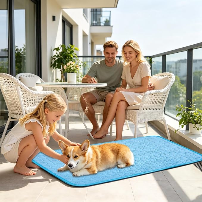 Pet Cooling Mat - Anti-Slip Sleeping Cushion for Puppy | Washable Summer Cat Cooling Pad for Puppy Kitten Floor Sofa Crate Home Travel Bedding Small Medium Dog Kennel