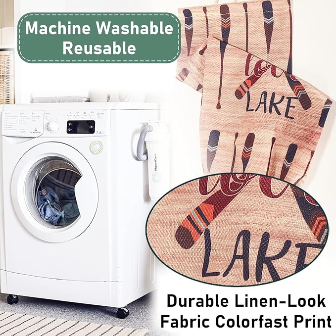 2Pcs Lake House Plastic Bag Holder for Kitchen Essentials, Reusable Hanging Grocery Bag Organizer, Washable Large Grocery Trash Bags Storage Dispenser Lake House Decor for the Home