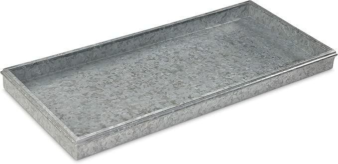 Good Directions Medium Boot Tray, Double Circles Multi-Purpose All Weather Decorative Boot Tray, Shoes, Plants, Garage, Patio Door, Pet Bowls, 30 inch Entry Indoor Shoe Tray, Galvanized Gray