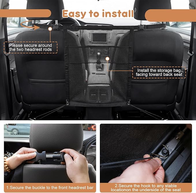 2026 New Dog Car Barrier with Mesh Organizer,Pet Safety Divider, Dog Car Net Easy Install for Cars & SUV,Truck