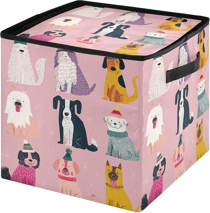OTVEE Christmas Ornament Storage Box Holiday Decoration Organizer Stores upto 64 Holiday Ornaments Adjustable Dividers Tear-Proof Fabric Festive Pet Whimsy