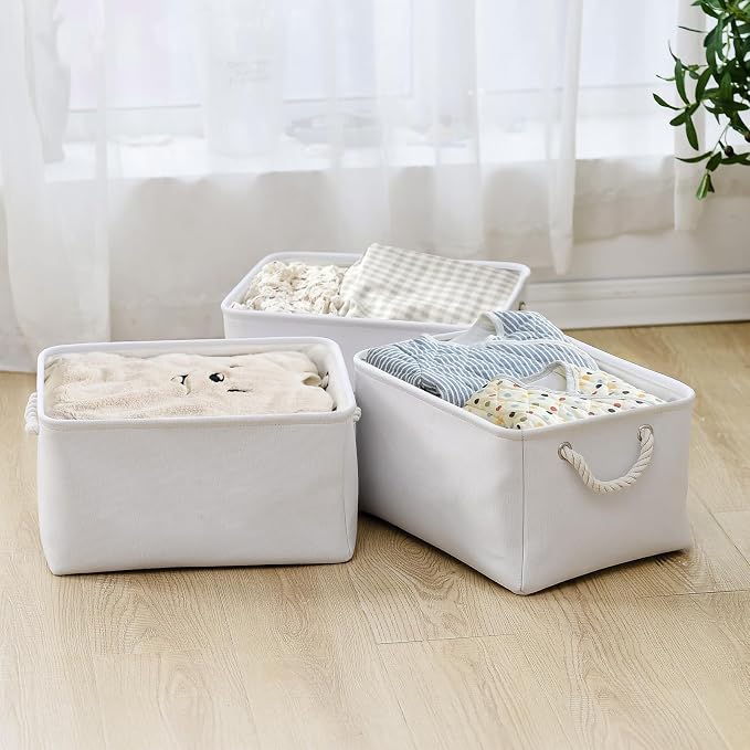 Fabric Storage Bin, Large 1 Pack 15.7L*11.8W*8.3H Storage Basket for Home Storage and Organization, Shelf Basket with Cover for Living Room Bedroom Closet（White