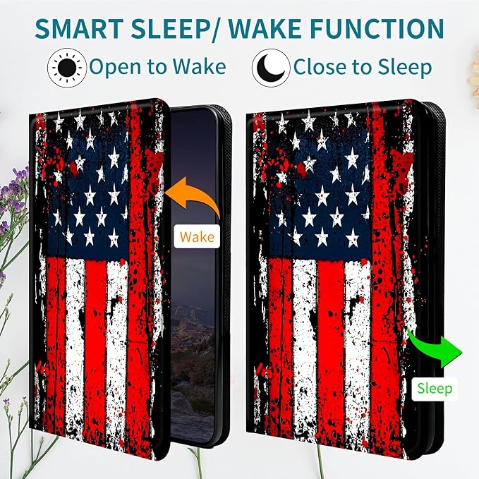 Case for Samsung Galaxy Tab S9 11"/S9 FE 2023/S10 FE/S10 Lite 10.9" 2025, 360 Degree Rotating Stand with Multi-Angle Vertical & Horizontal Viewing Shockproof Shell, Vintage Black Flag