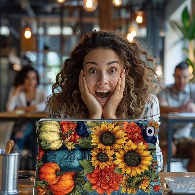 for Microsoft Surface Pro 8-13" 2021 Tablet Case,Auto Wake/Sleep,Adjustable Stand Protective Cover - Autumn Sunflower Peony