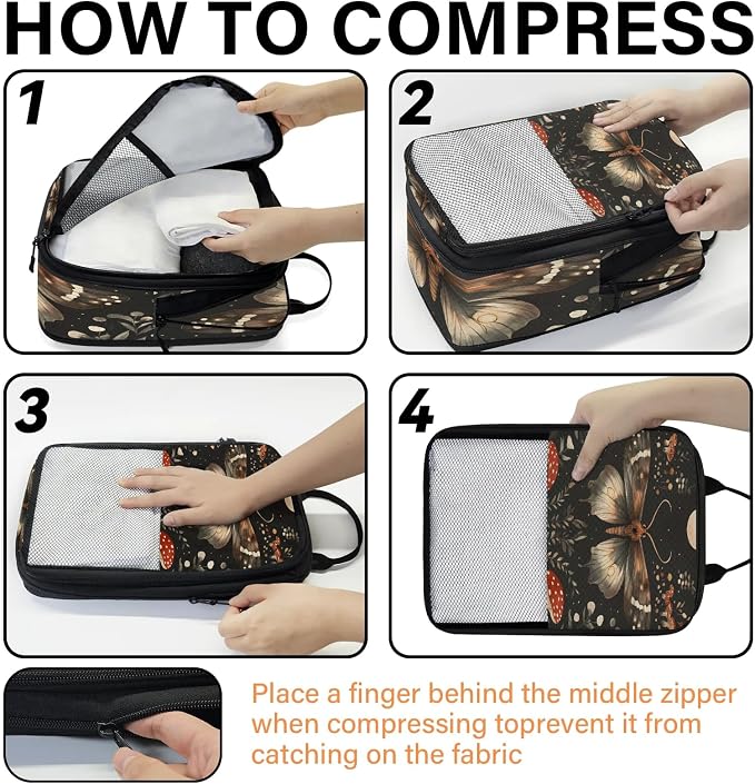 Butterflies 6 Set Compression Packing Cubes Animal Expandable Packing Organizer for Travel Accessories Luggage Suitcase Bag