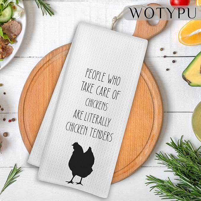 Funny Chicken Kitchen Towels, Chicken Lover Mom Lady Farmer Gifts Dish Tea Towels for Kitchen Decor, Farmhouse Rustic Rooster Hen Hand Towel for Bathroom Decor, 16x24 Inch