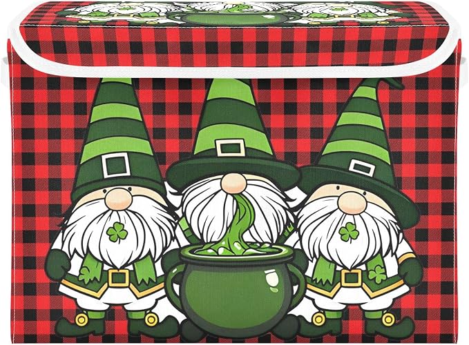 Saint Patrick Fabric Storage Bins with Lid Closet Storage Basket 40L | Decorative Storage Boxes, Foldable & Stackable, Dust-Proof Flip Top, Reinforced Handles, For Home & Dorm, Clothes & Toy Box