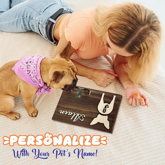 Personalized Dog Leash Holder, Dog Butt Harness Wall Hanger Organizer with Name, Hooks for Leashes, Keys, Collars, Funny Leash Rack Wall Mount for Entryway, Gift for Pet Lovers, Home Décor
