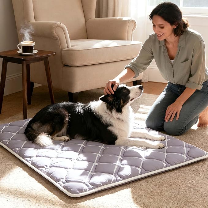 Bubble bear Dog Crate Mat - Ultra Soft, Washable & Anti-Slip Kennel Pad for Small/Medium/Large Dogs, Dark-Hued to Hide Stains (59"x35")
