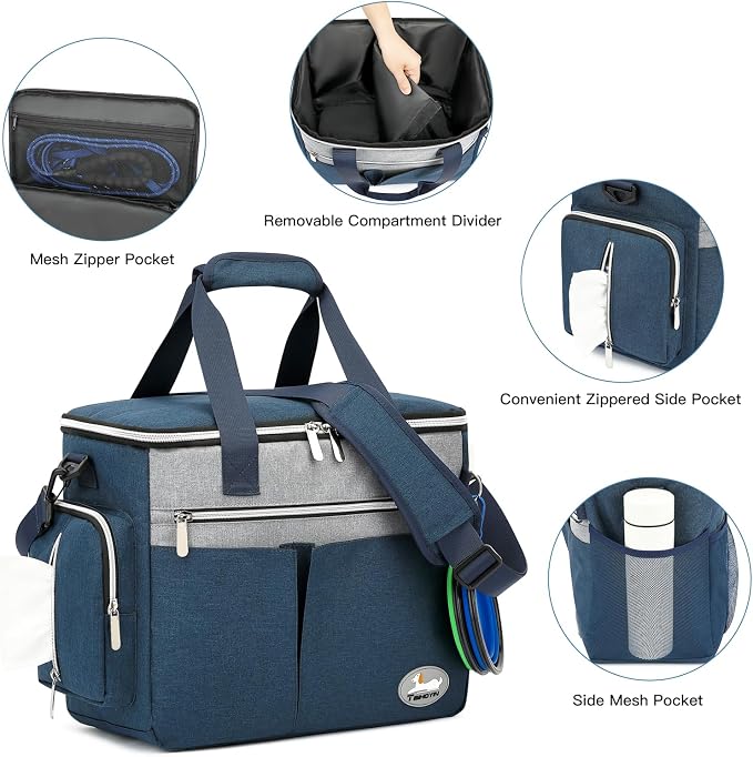 Dog Travel Bag for Pet Kit for Supplies with 2 Food Storage Containers 2 Collapsible Bowls 1 Feeding Mat 1 Dog Treat Pouch 7-Piece Set Perfect Road Trips Camping Weekend (Navy Blue)