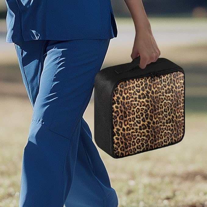 Empty First Aid Bag Leopard Print Medical Bag Empty Large Capacity for Home Office and Travel Use Lightweight Washable Soft Fabric