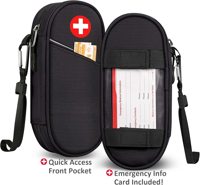 SITHON EpiPen Medical Carrying Case Insulated Medication Organizer Bag | Emergency Medical Travel Pouch Holds 2 EpiPens, Asthma Inhaler, Anti-Histamine, Auvi-Q, Allergy Medicine Essentials